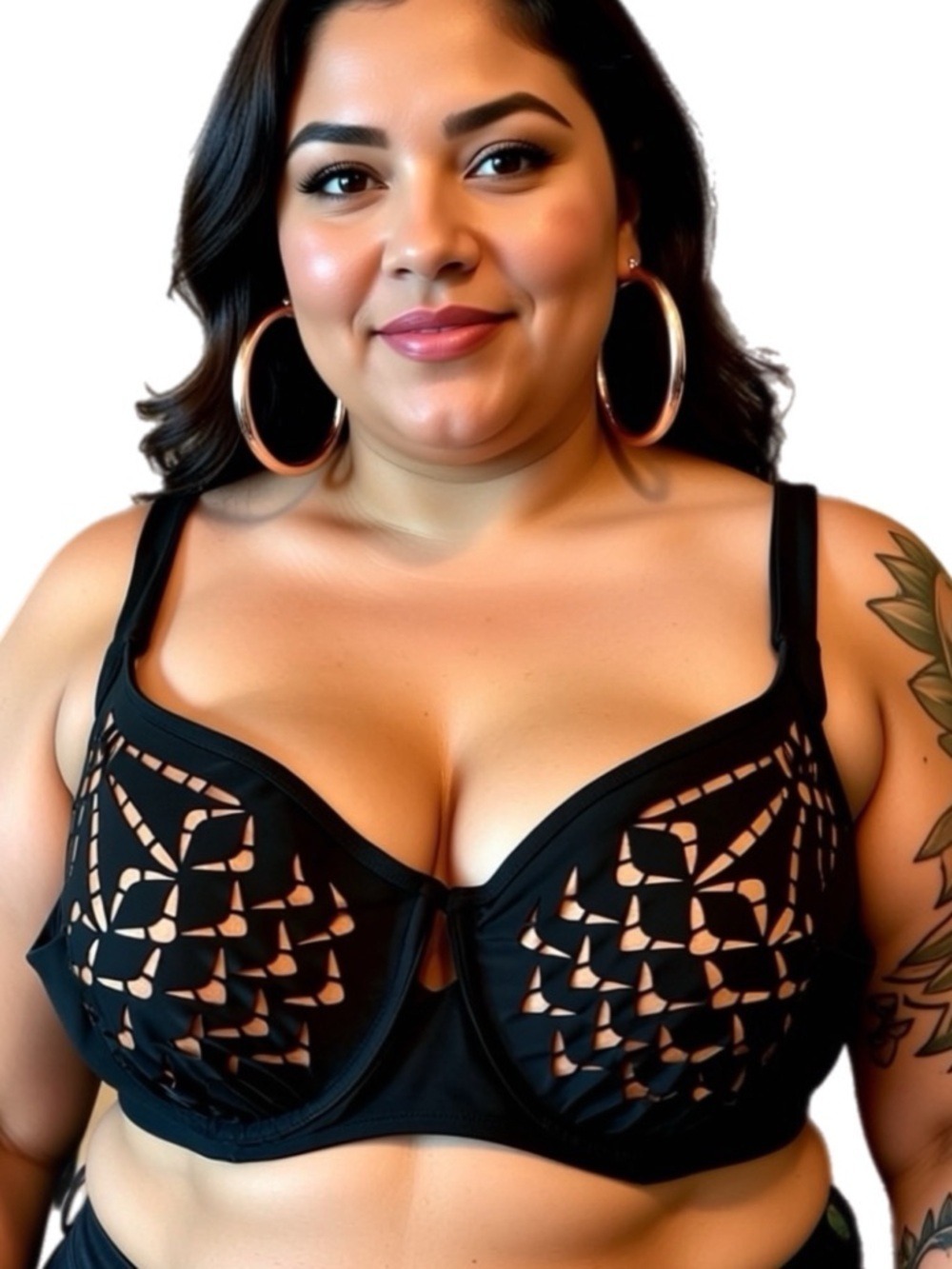 Swimsuits for All NWT Rose Gold and Black Plus Size Bikini Top Plus Size 22